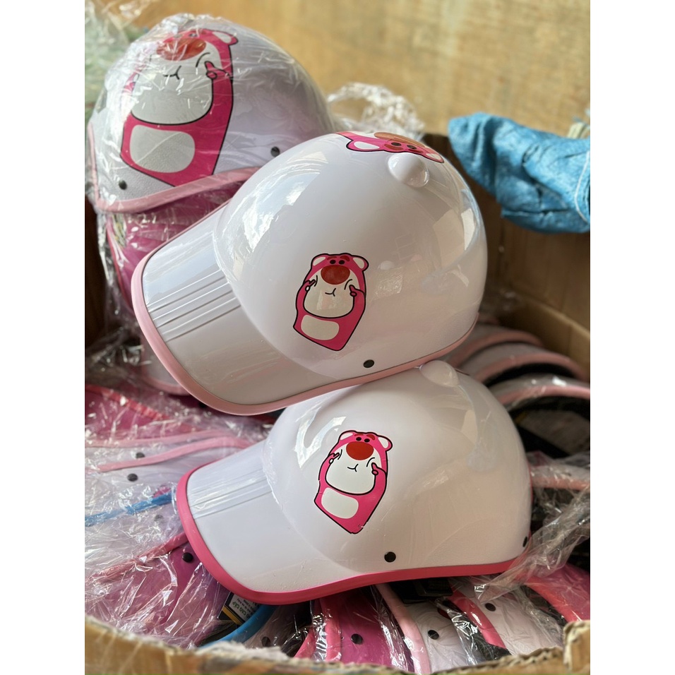 Mũ Bảo Hiểm Nón Kết Hồng Heo Kute-Tặng tai mèo