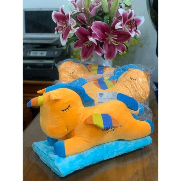 Bộ Chăn Gối 2 trong 1 Mẫu Ngựa Pony Cho Bé Siêu Đẹp Chăn To 75cm"100cm