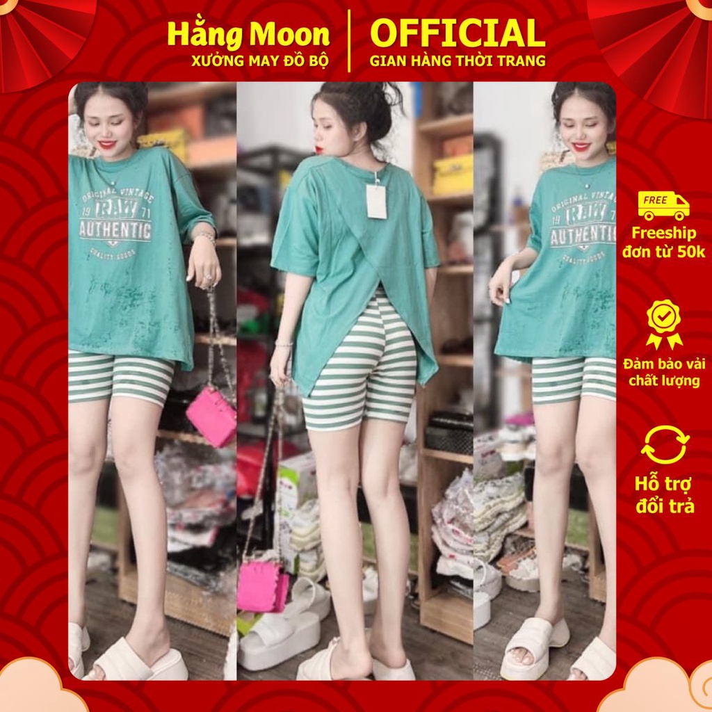 Đồ bộ nữ, bộ thun mặc nhà, sét bộ bigsize đẹp Hằng Moon LỬNG 2 TÀ CHÉO