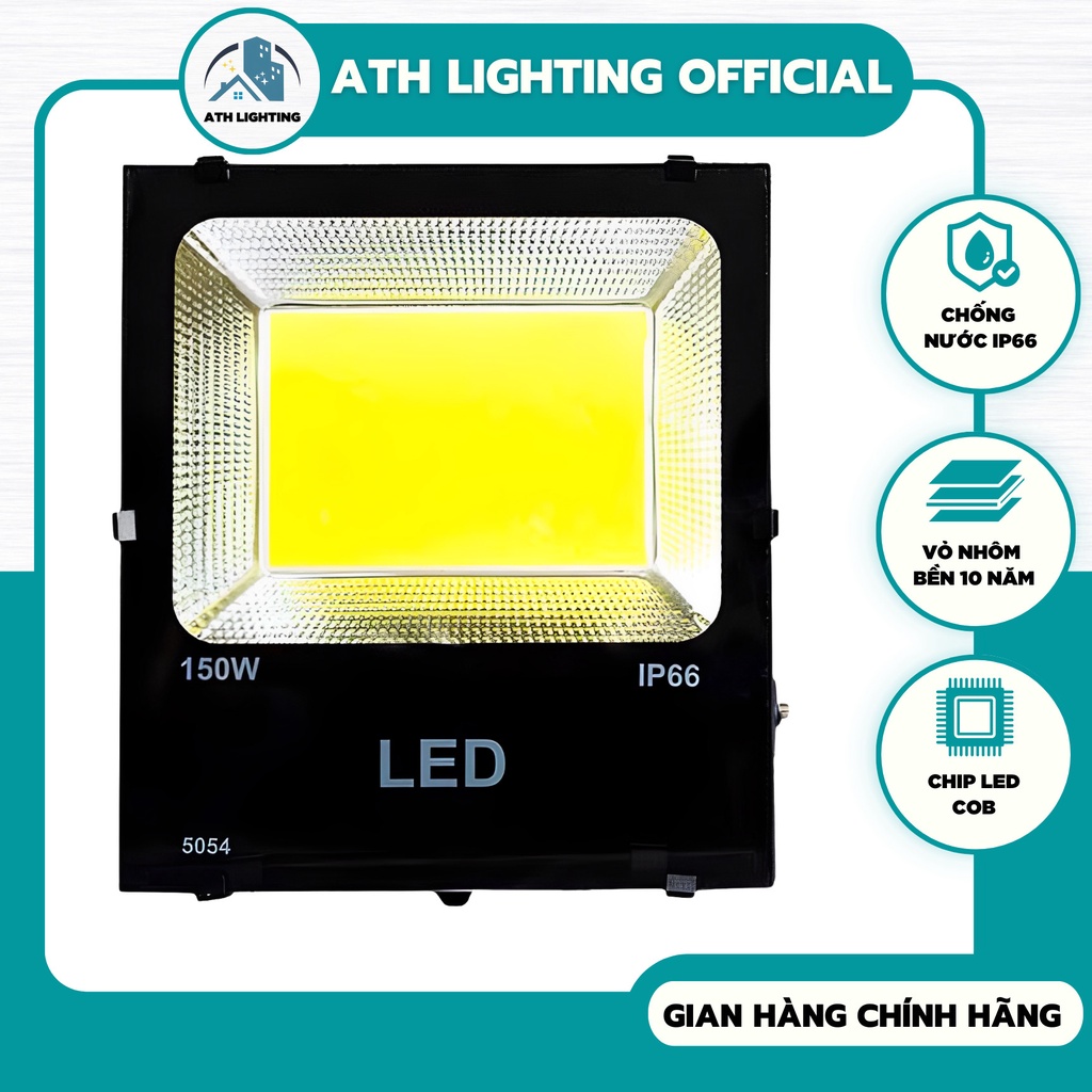 Đèn pha led ngoài trời điện 220v, loại pha led công suất 50w,100w chiếu sáng sân vườn, nhà xưởng, sân bóng chống nước
