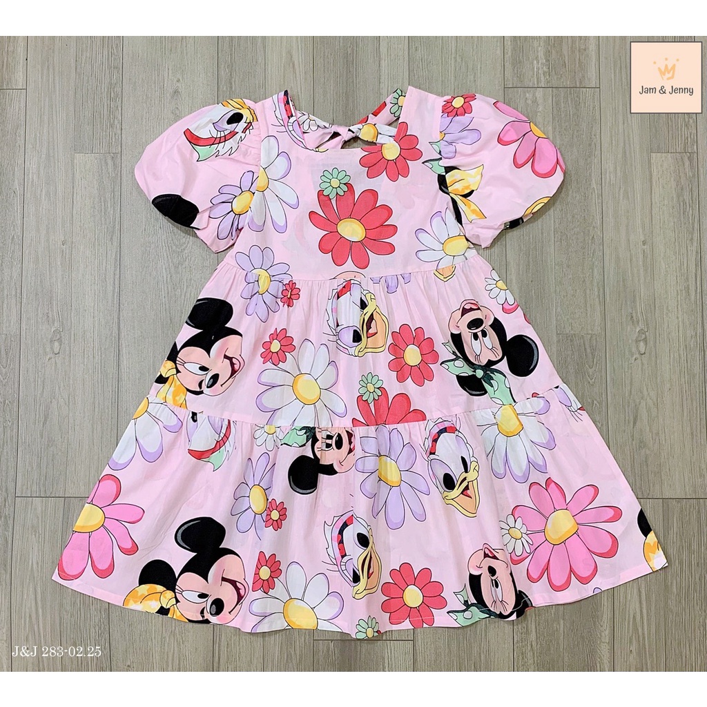 Đầm váy Babydoll bé gái mickey hoa 2 màu V2313