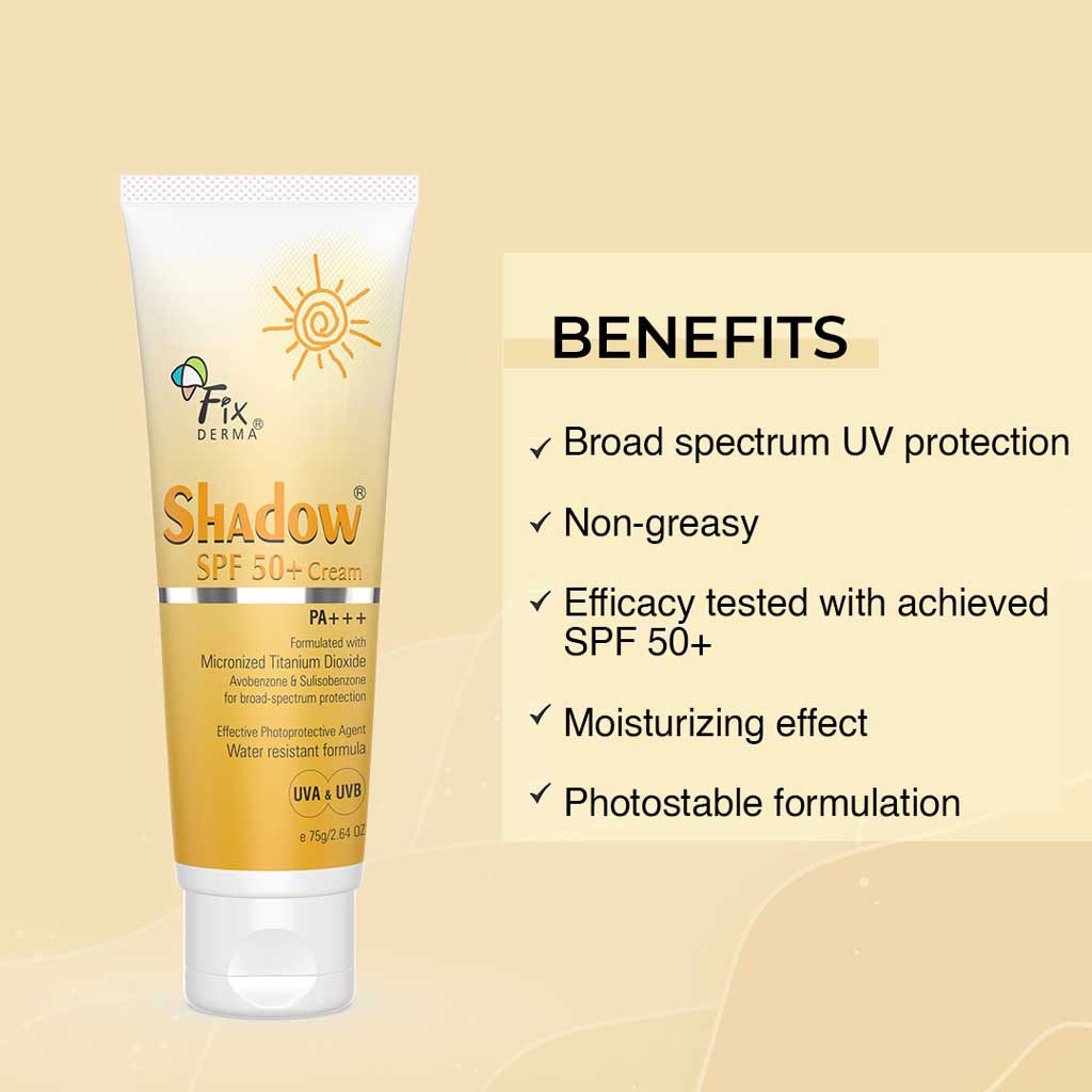 Kem chống nắng Fixderma Shadow SPF50+/SPF30+ Cream cho mặt và toàn thân 75g