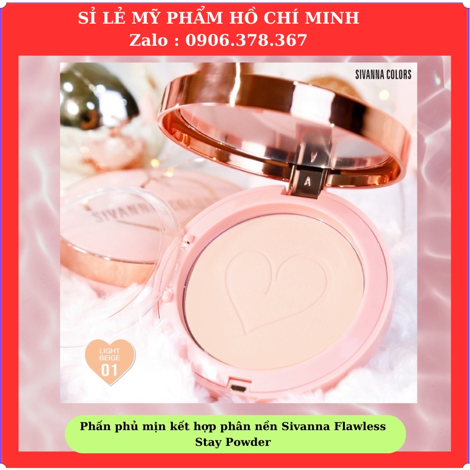 Phấn phủ mịn kết hợp phân nền Sivanna Flawless Stay Powder siêu che phủ mịn hoàn hảo-Phấn Sivanna phủ trái tim