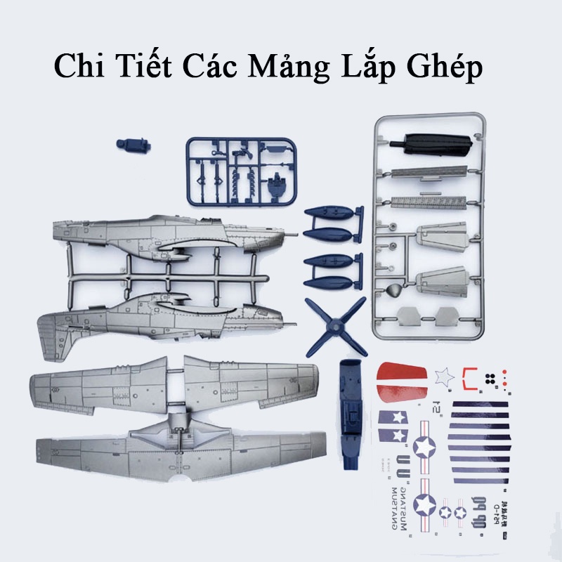 Mô hình lắp ghép 4D Máy Bay P51 tỉ lệ 1:48