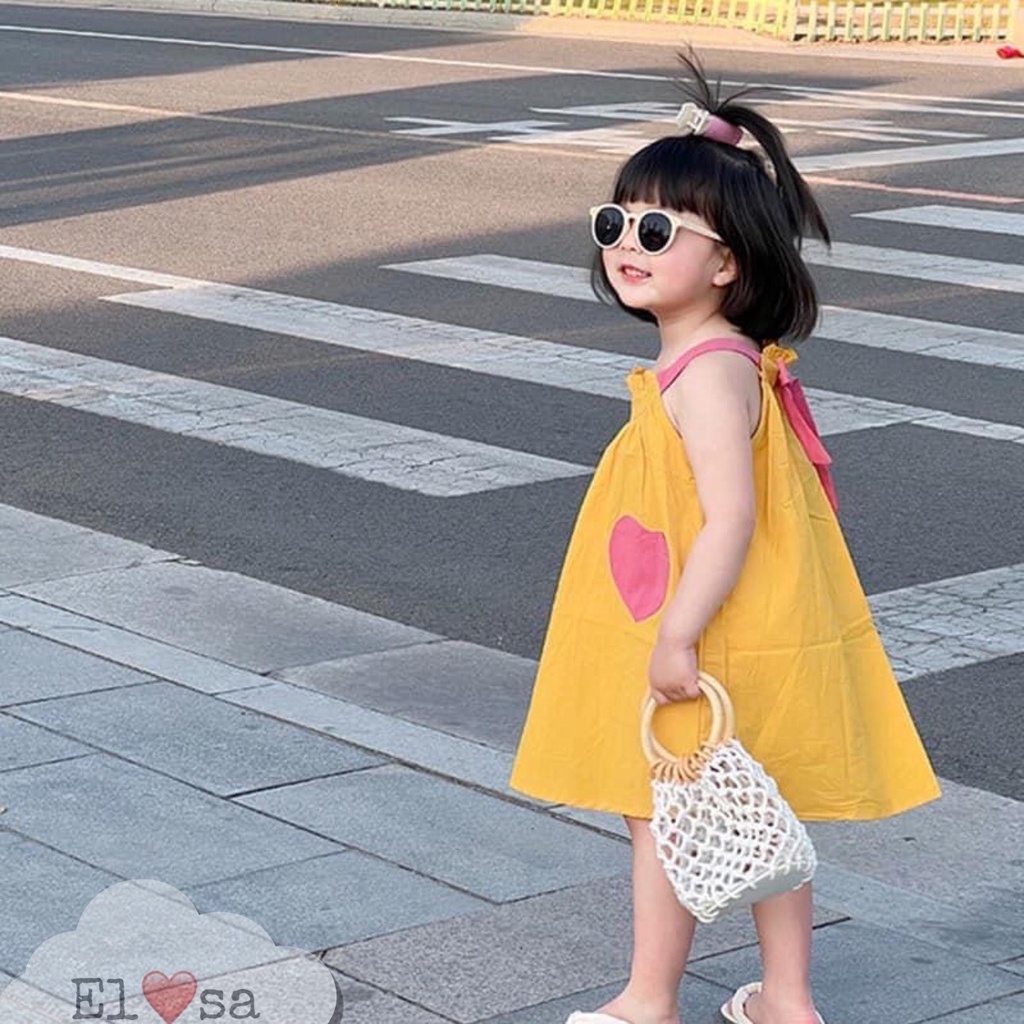 Váy vàng tim 2 dây bé gái
