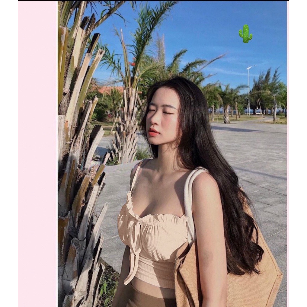 áo hai dây viền bèo có mút ngực chất xốp xinh xắn
