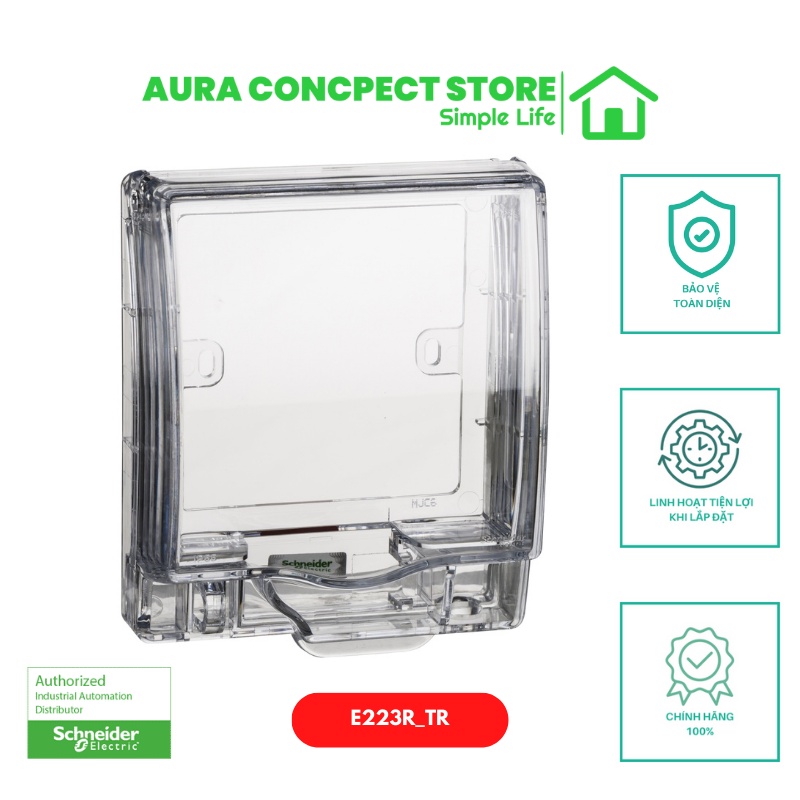 Mặt che phòng thấm nước cho ổ cắm công tắc mặt vuông E223R_TR - Schneider Electric