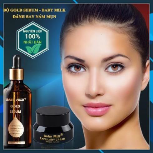 Bộ Gold Serum - Baby Milk, Dưỡng Trắng Da, Đánh Bay Nám Mụn - Hàng Hiệu Trần Phương Tuyền