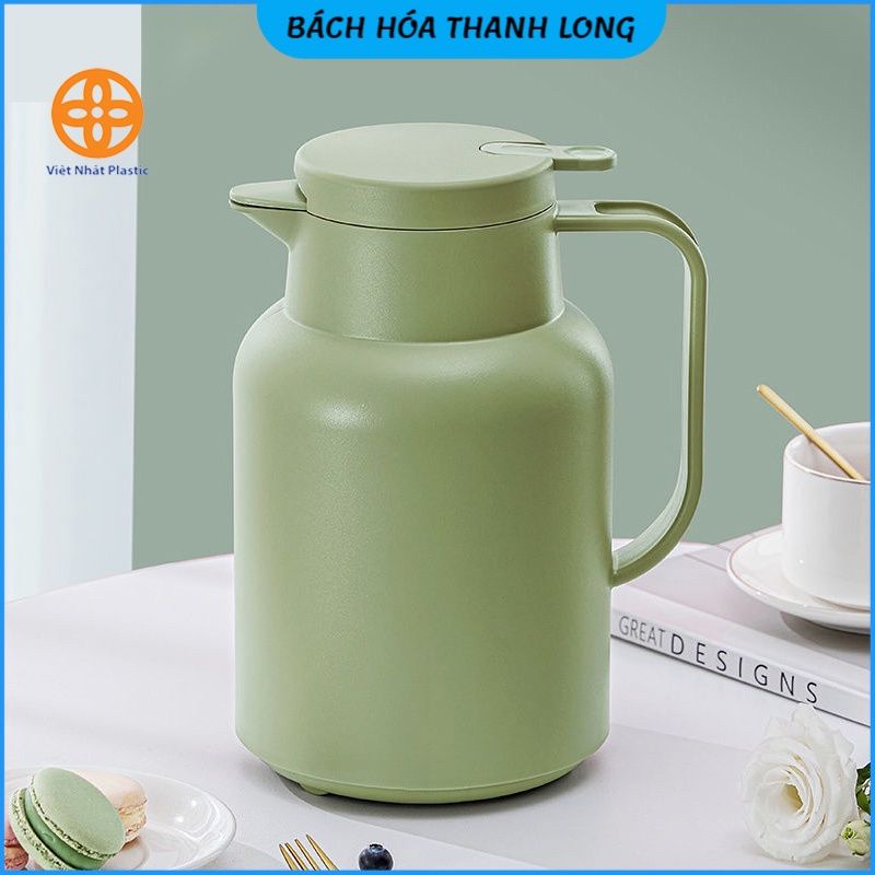 Ấm giữ nhiệt Hokori cao cấp nhựa Việt Nhật-Bình đựng nước giữ nhiệt nhựa PU,ruột thuỷ tinh siêu bền dung tích 1.5l-1l