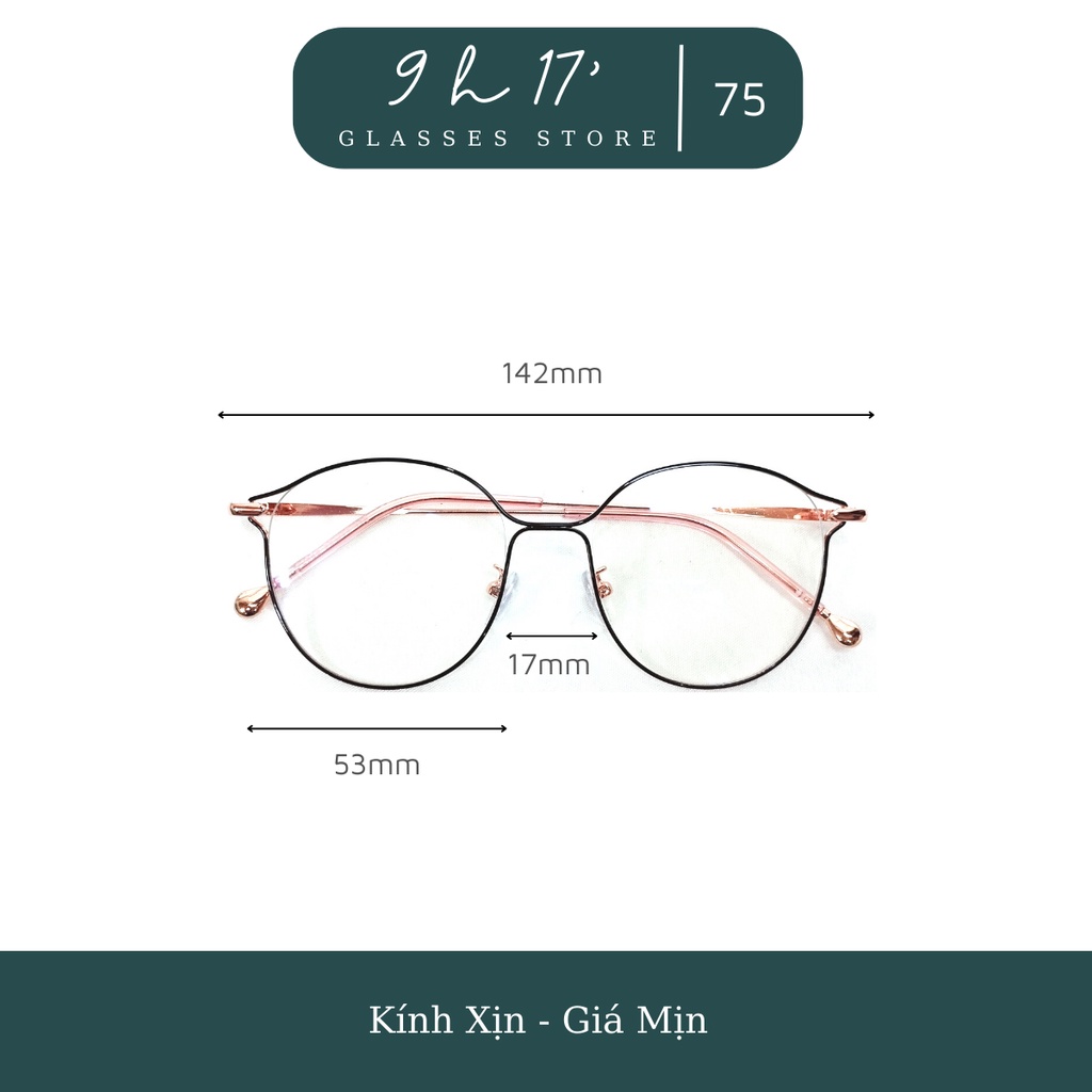 Gọng kính cận cánh tiên chống ánh sáng xanh cho nữ mặt vừa và to Mã 75.9h17