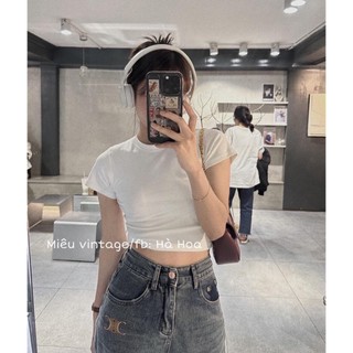 Áo thun trơn croptop cộc tay ôm body - crt82800 - 247store.vn