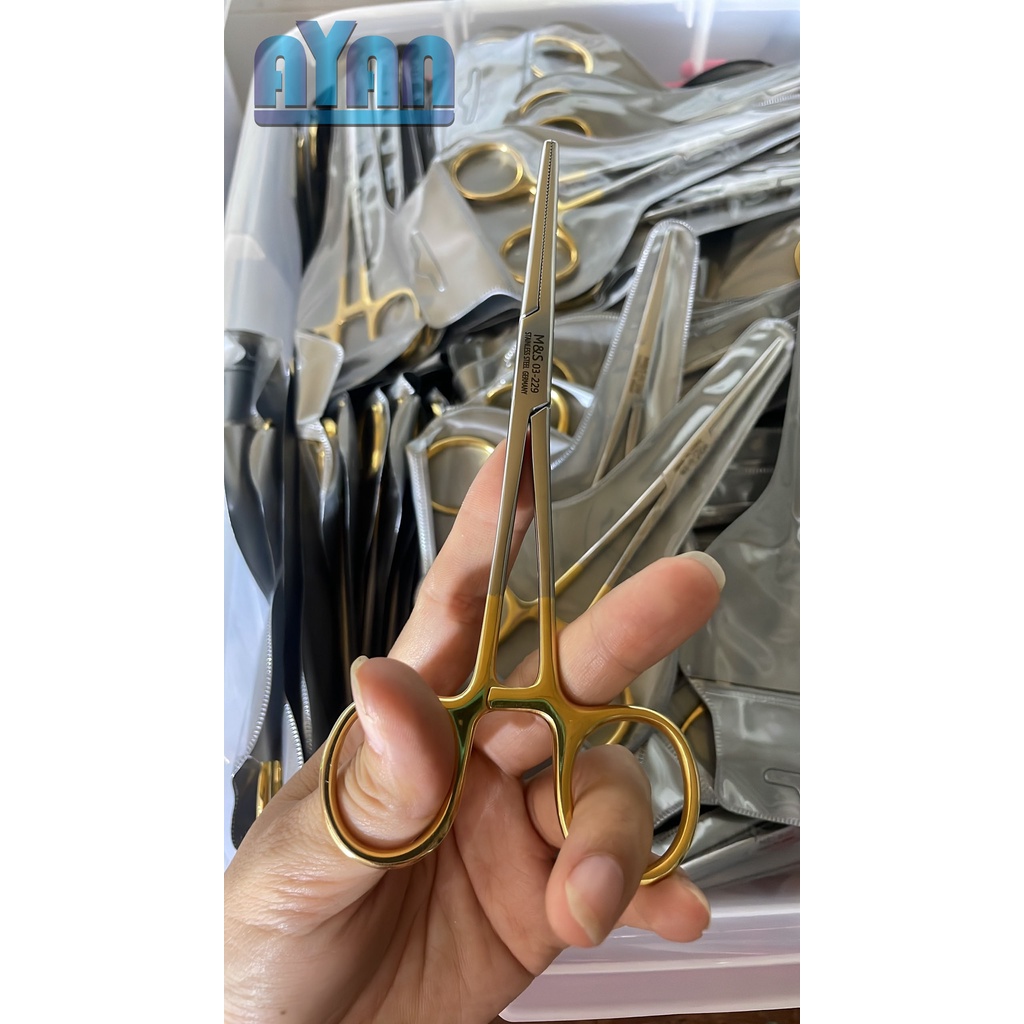 Pen pean y tế 16cm thẳng mạ vàng cao cấp