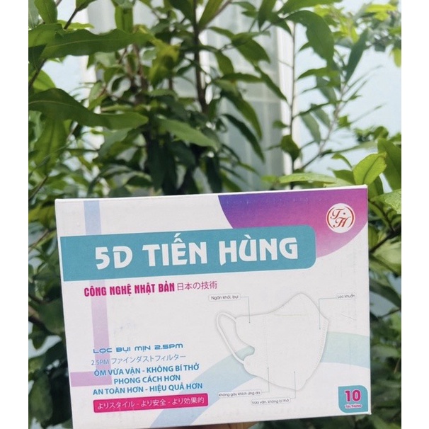 Thùng 100 chiếc khẩu trang 5d Tiến Hùng,  Khẩu trang 3 lớp vải không dệt ôm sát kháng khuẩn