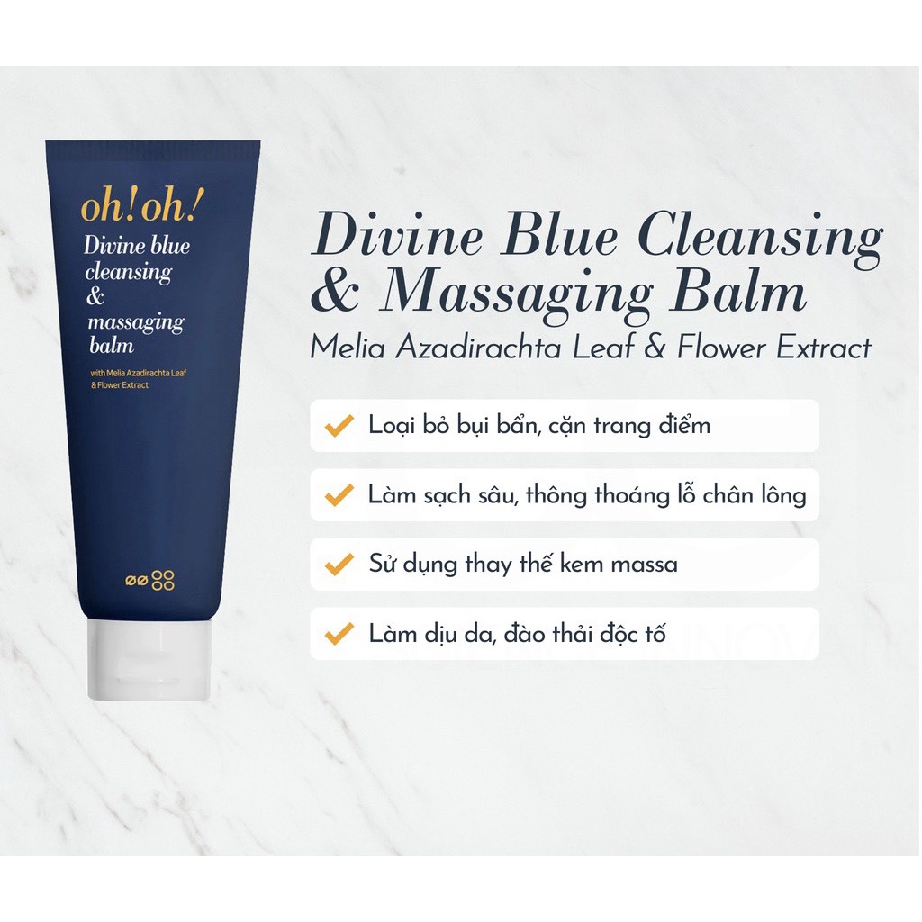 Sáp Tẩy Trang Làm Sạch Sâu, Trẻ Hóa Da oh!oh! Divine Blue Cleansing & Massaging Balm (with Melia Azadirachta Leaf & Flow