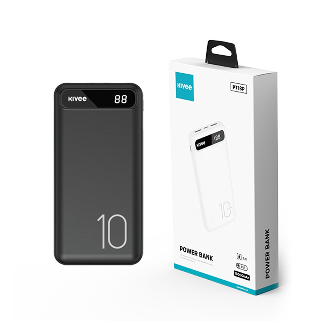 Pin Sạc Dự Phòng Kivee PT18P Dung Lượng 10000mAh Màn hình kỹ thuật số LED siêu mỏng