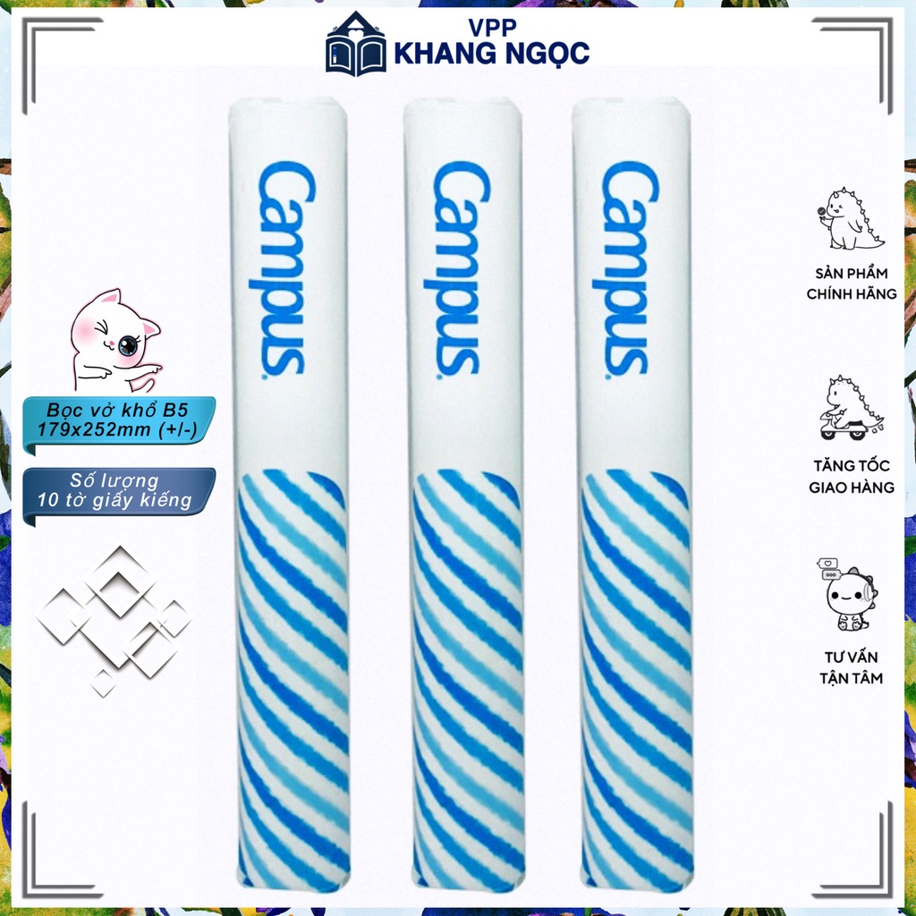 Bọc Tập Vở Nylon Campus Khổ B5 (10 Tờ/Túi)