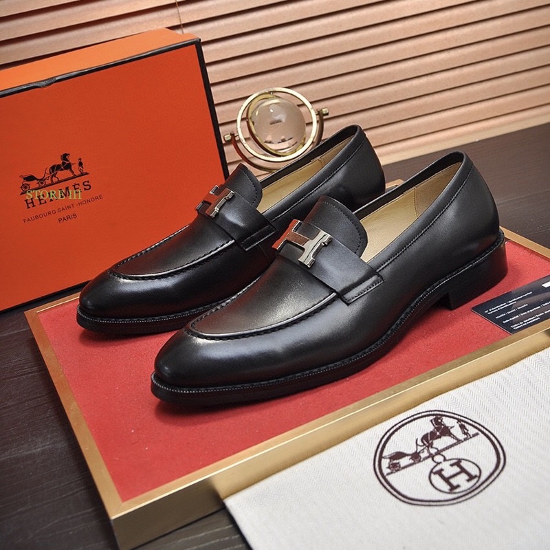 Giày Loafer Paris H.e.r.m.e.s nam cao cấp, giày lười nam công sở đen da bò H.M 001 – STORE III