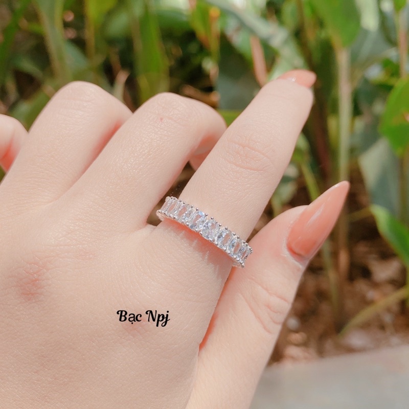Nhẫn Full đá BNP ovan mới , DÀY DẶN chuẩn bạc
