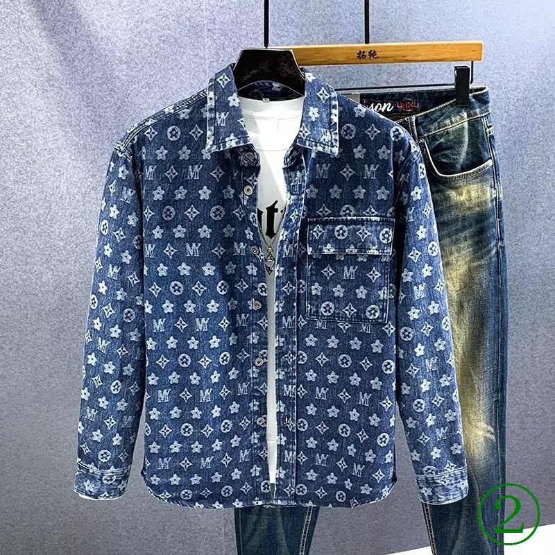 Áo Khoác Denim Mỏng In Hoa Kiểu Retro Thời Trang Xuân Thu Sang Trọng Cho Nam