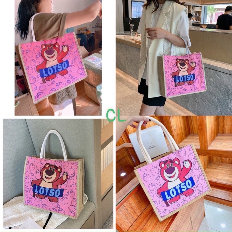 Túi Cói gấu dâu