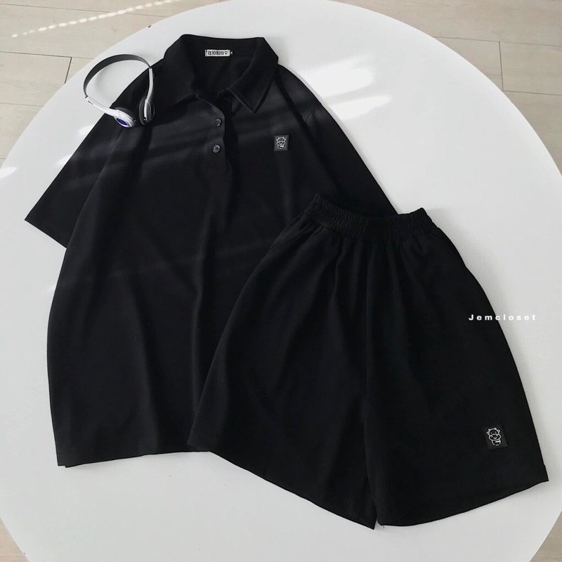 Set Bộ Polo In Logo Bò Cực Dễ Thương From Rộng Nam Nữ