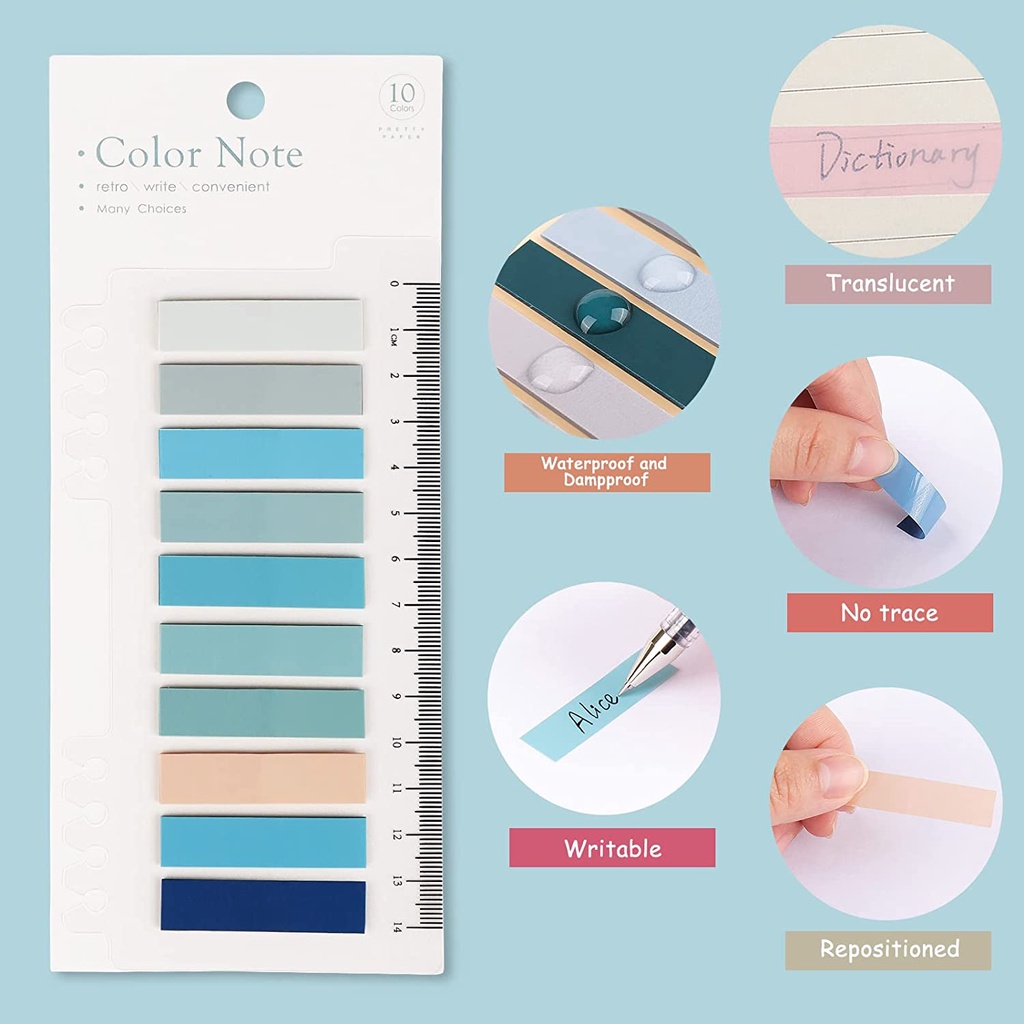 Set 200 nhãn dán đánh dấu trang sách phân loại màu sắc thiết kế tiện dụng