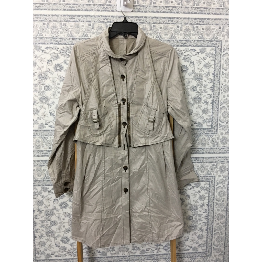 áo khoác si size M 1 lớp kaki ép bóng giả gile măng tô xám be
