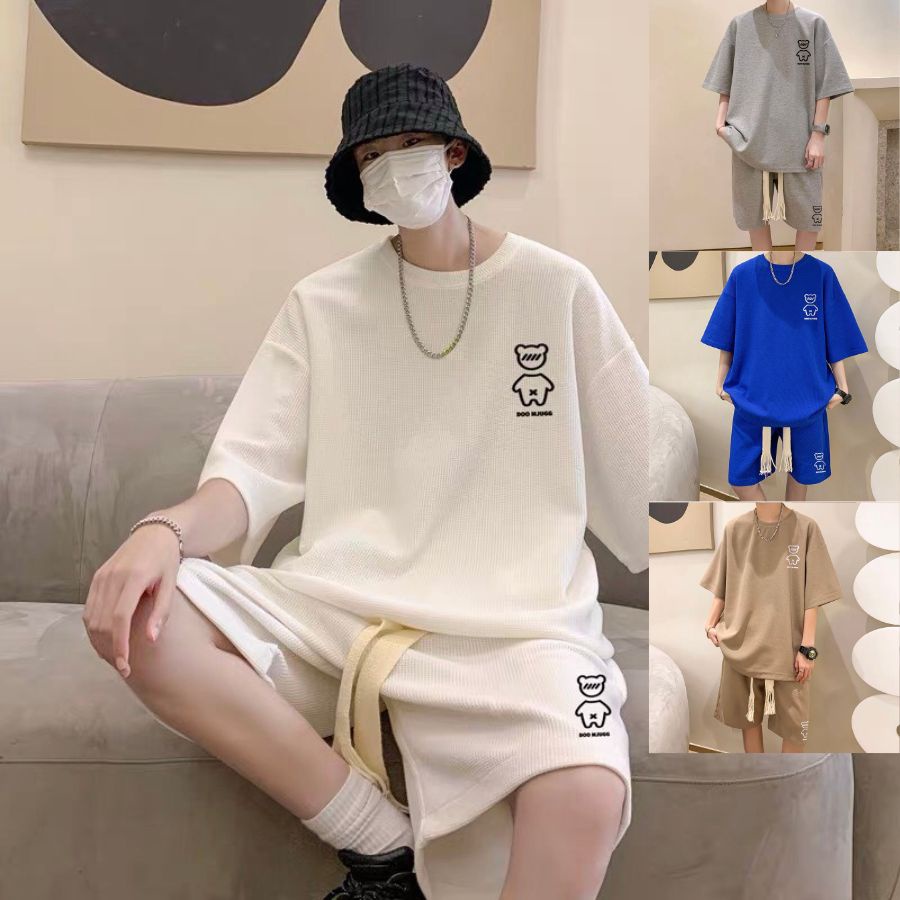 Set bộ cộc tay gấu - Myndi_clothes - bộ quần tay lỡ chất vải tổ ong mặc hè, đi chơi siêu phong cách, set thể thao 5 màu