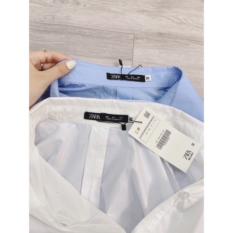 Áo sơ mi vạt tôm tay lỡ 2 màu