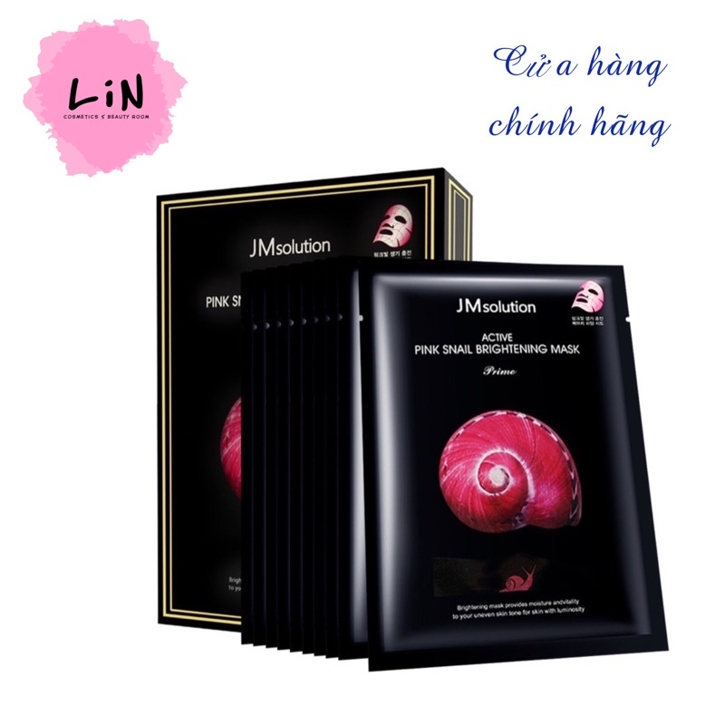Hộp 10 Mặt Nạ Cấp Ẩm, Giúp Trẻ Hóa Làn Da Từ Ốc Sên Hồng Jm Solution Active Pink Snail Brightening Mask 30ml x 10 Miếng