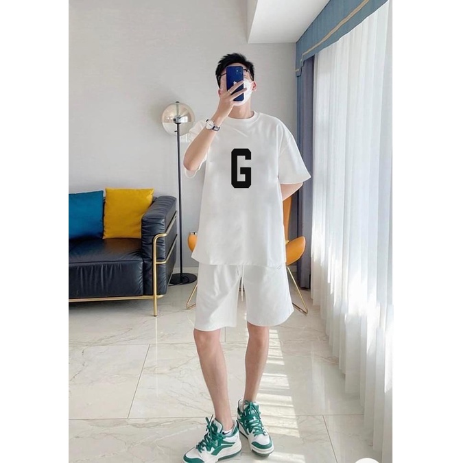 Bộ thể thao nam chữ g mùa hè mặc đi chơi bộ vải cotton kèm quần short đủ size thoáng mát aophongfromrong.vn
