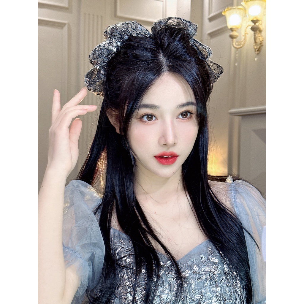 Kẹp Tóc Nơ Vải Họa Tiết Vảy Cá Xinh Xắn Thời Trang Cao Cấp