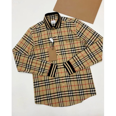 Áo sơ mi Burberry cotton poplin cổ điển phối bo tay và cổ Hot 2023 | BigBuy360 - bigbuy360.vn