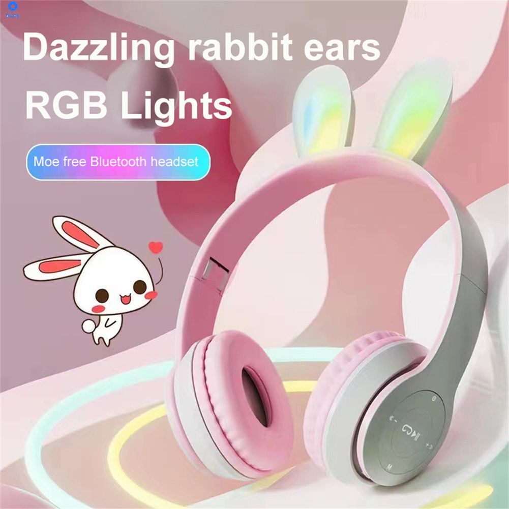 Tai Nghe Không Dây Tai Thỏ Phát Sáng P47R - HEADPHONE BLUETOOTH P47R