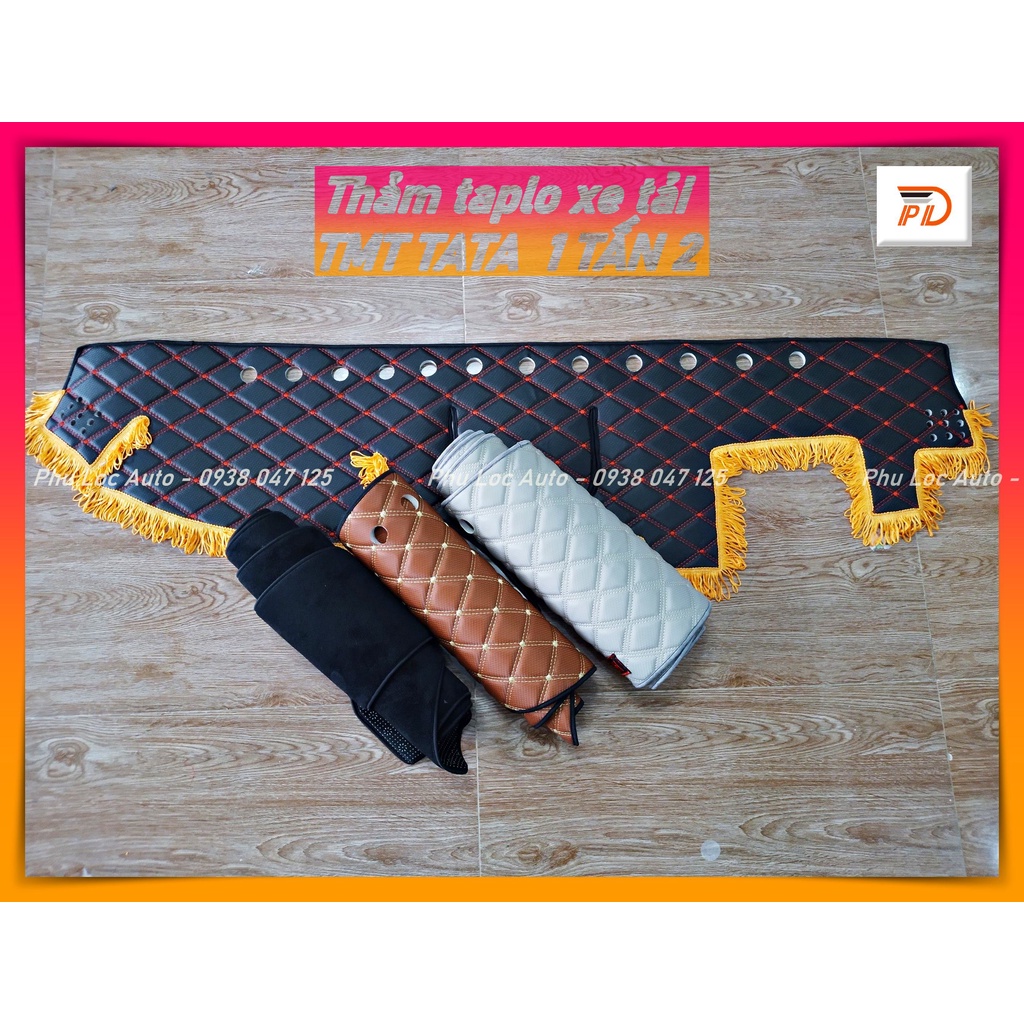 Thảm lót taplo xe tải TMT TATA 1 TẤN 2 SUPER ACE ẤN ĐỘ loại da cacbon cao cấp