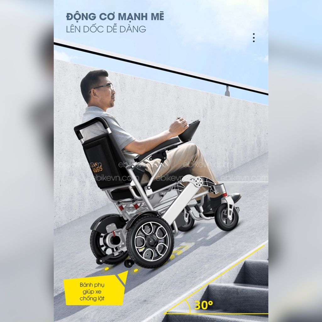 Xe lăn điện gấp gọn, điều chỉnh từ xa HWS488 Ebikevn HWS488170223