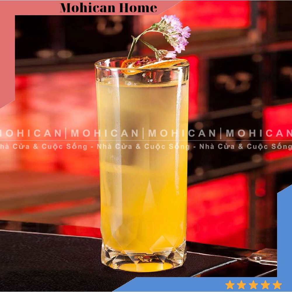 Ly thủy tinh đẹp Ocean Connexion Long Drink 430ml, cốc thủy tinh cao hoạt tiết caro, dày, sáng bóng Mohican OCEG-P02809