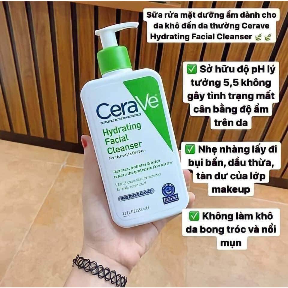 Sữa Rửa Mặt Cerave Foaming Facial Cleanser Dành Cho Da Dầu, Da Khô, Da nhạy cảm.