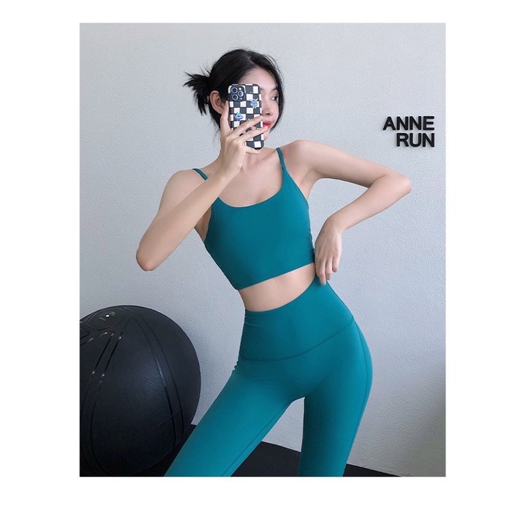 M.13 Bộ quần áo tập gym và yoga áo 2 dây + quần nâng mông cao cấp siêu thấm hút mồ hôi hàng quảng châu Co giãn 4 chiều