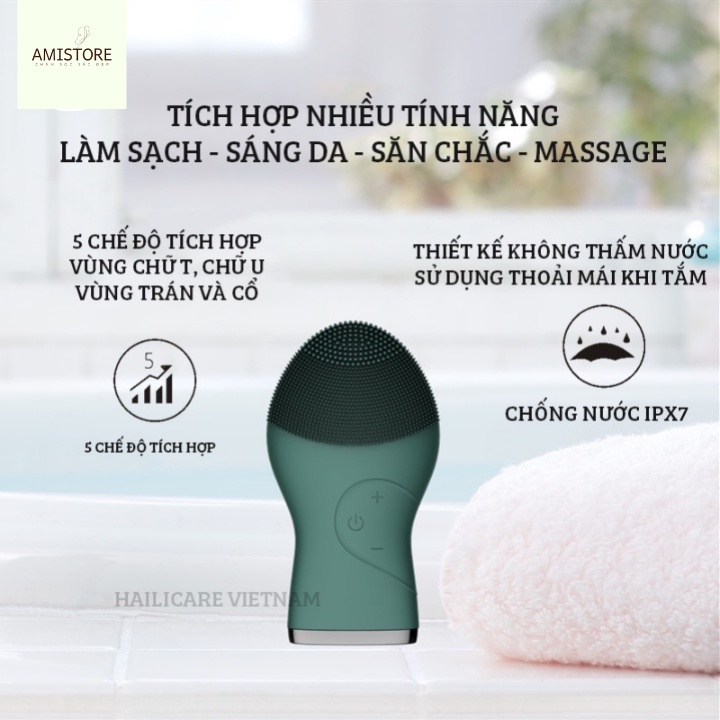 Máy rửa mặt Hallicare Frizz,Máy rửa mặt mini cao cấp - Máy massage mặt cho nam hiệu quả, giúp vệ sinh da mặt tối ưu