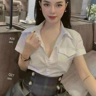 Áo sơ mi trắng ngắn tay có 2 túi tt04