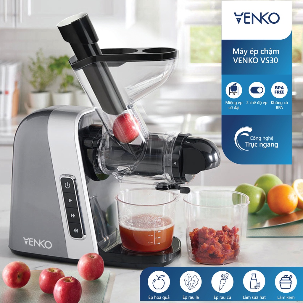 Máy ép chậm Venko VS30 - Máy ép trái cây, rau củ, máy làm sữa hạt, máy làm kem - Công suất 200W