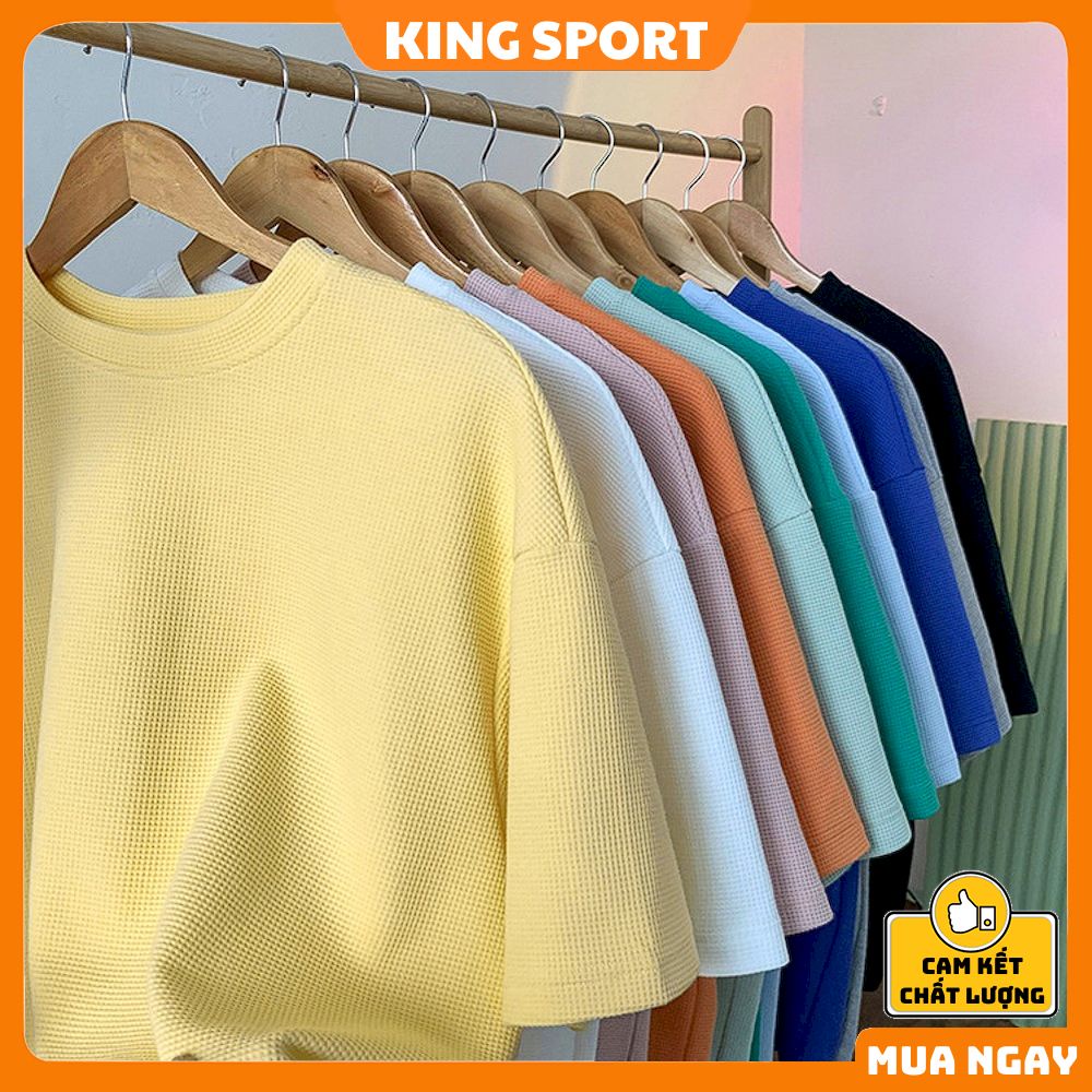 Áo thun nữ nam form rộng tay lỡ chất tổ ong cotton KING SPORT Áo phông nữ nam unisex big size dày dặn thoáng mát AT011