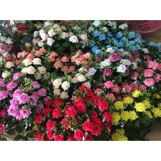 Cụm hoa hồng- hoa giả, hoa vải lụa