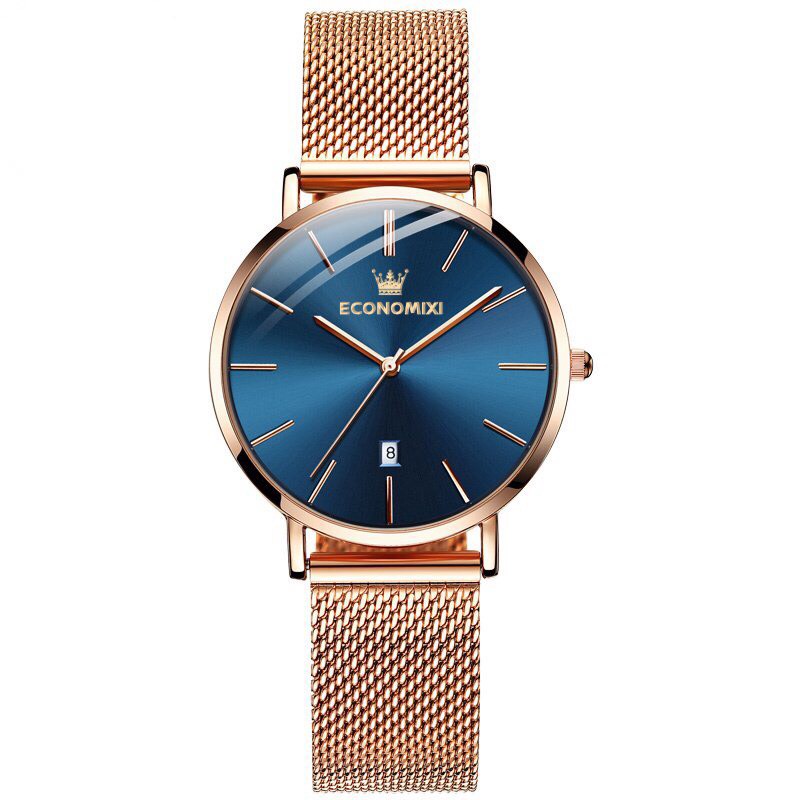 Đồng hồ nam cao cấp ECONOMICXI dây thép mành chạy lịch ngày mặt phối màu cao cấp WECO89