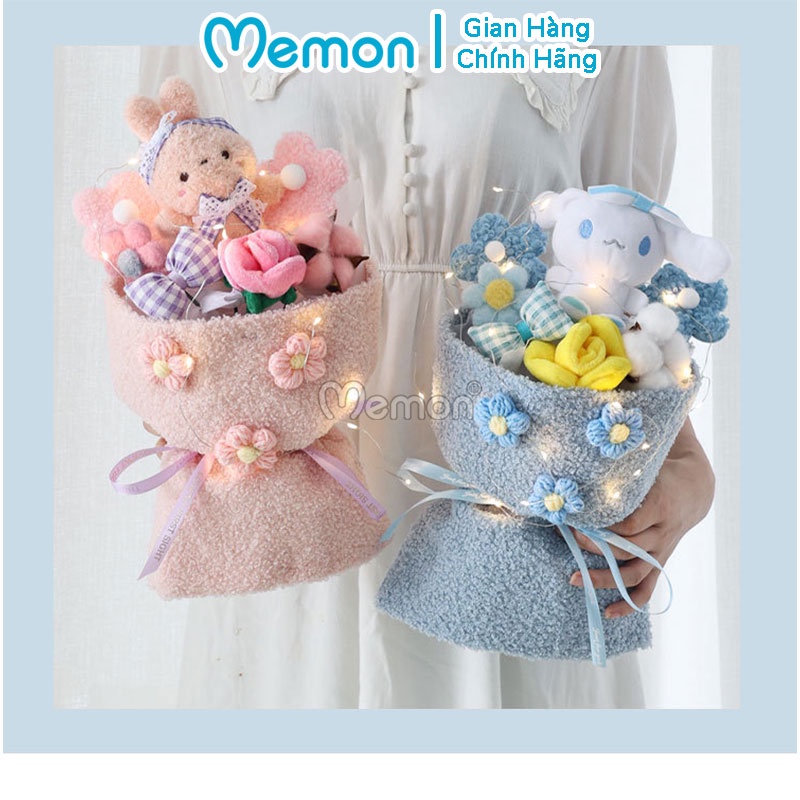 Bó Hoa Gấu Nhồi Bông Bọc Vải Mềm Mại Dễ Thương Cao Cấp Memon