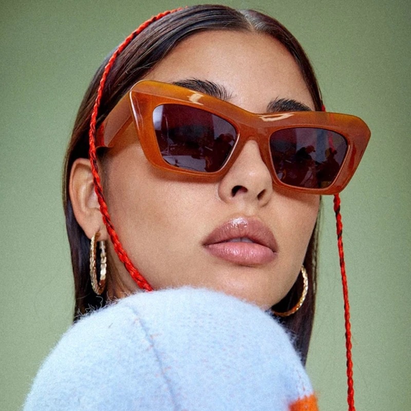 Kính Mát Mắt Mèo Gọng Vuông Màu Đen Phong Cách Hip Hop Cổ Điển Thời Trang Cho Nữ