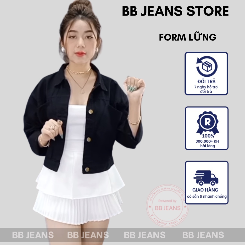 Áo khoác nữ chất kaki form lững croptop 48cm sành điệu size 39-58kg cao dưới 1.60m BB Jeans