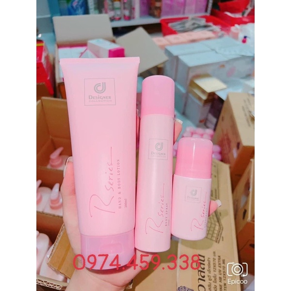 Combo 3 Món Lăn, Xịt Thơm Body, Dưỡng Thể Rseries Hương Nước Hoa
