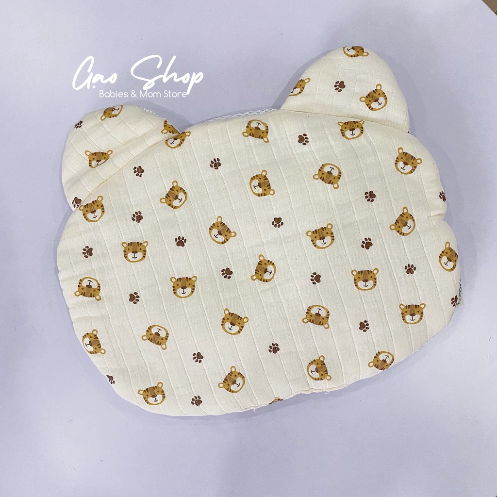 Gối Xô Muslin Boona Hình Gấu Thỏ Ruột Bông Organic Mềm Mịn Cho Bé Từ Sơ Sinh